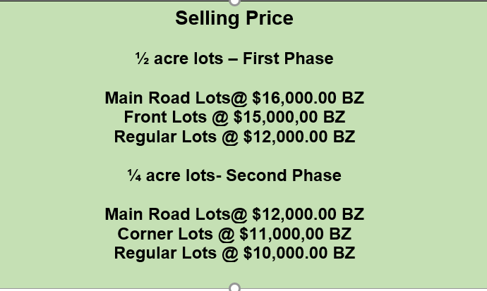 The Subdivision of 76.15 acres of land situated in the Belize North II Rural North Registration Section, Belize District into 10 agriculture blocks and 15 residential lots